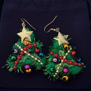 New:::  Festive Christmas Tree Earrings